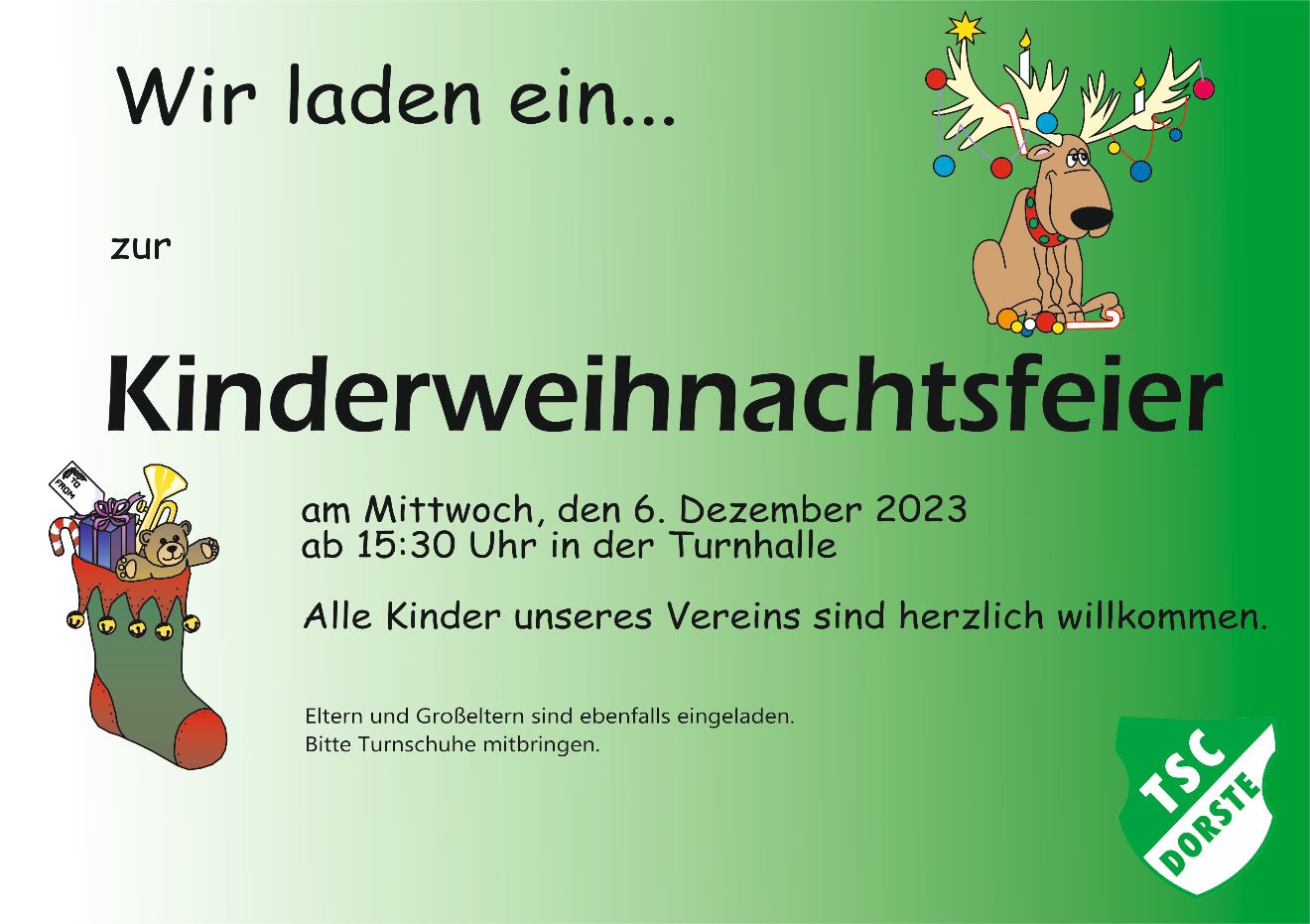 kinderweihnachtsfeier plakat 2023